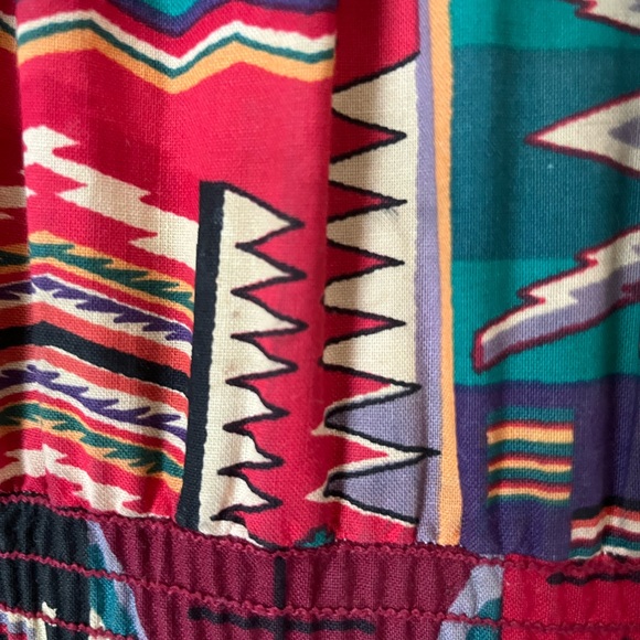 Desert West Sherry Holt Vintage Western Cotton Tiered Dress Red Print Size Large - Picture 15 of 16